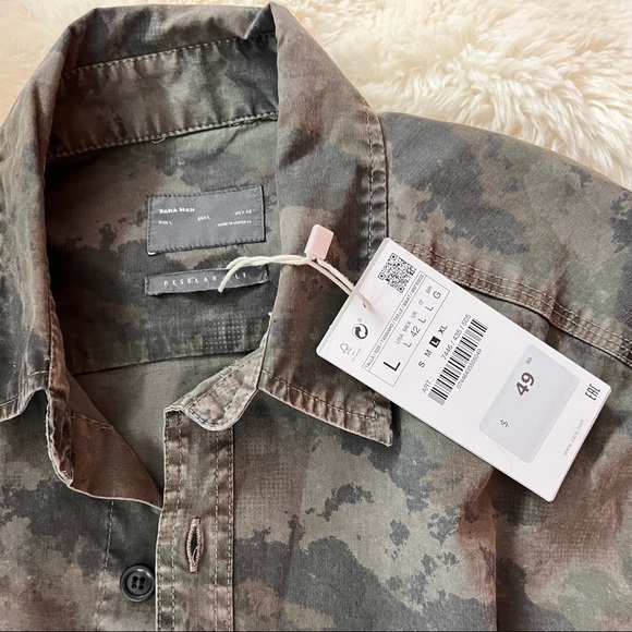 NWT Zara Man Modern Camo Regular Fit Button Up Top - Picture 7 of 7